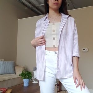 Stripped white and purple dress top